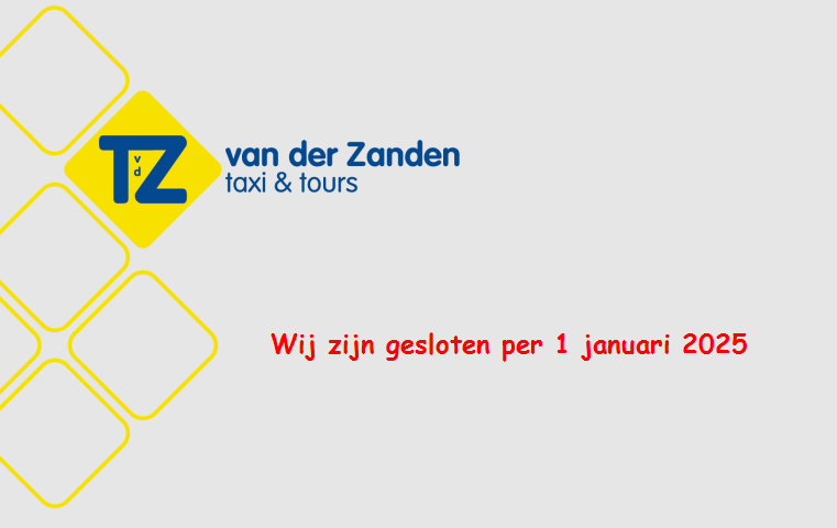 Taxi van der Zanden gesloten per 1 januari 2025